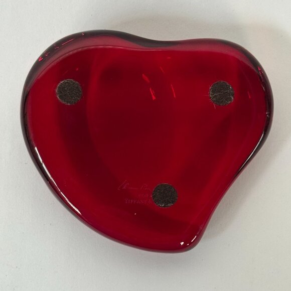 Tiffany & Co. Elsa Peretti Ruby Red Glass Heart Paperweight 4" - Picture 14 of 16